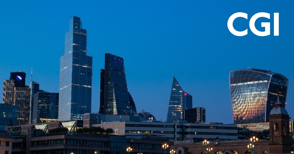 London City sky line with CGI logo